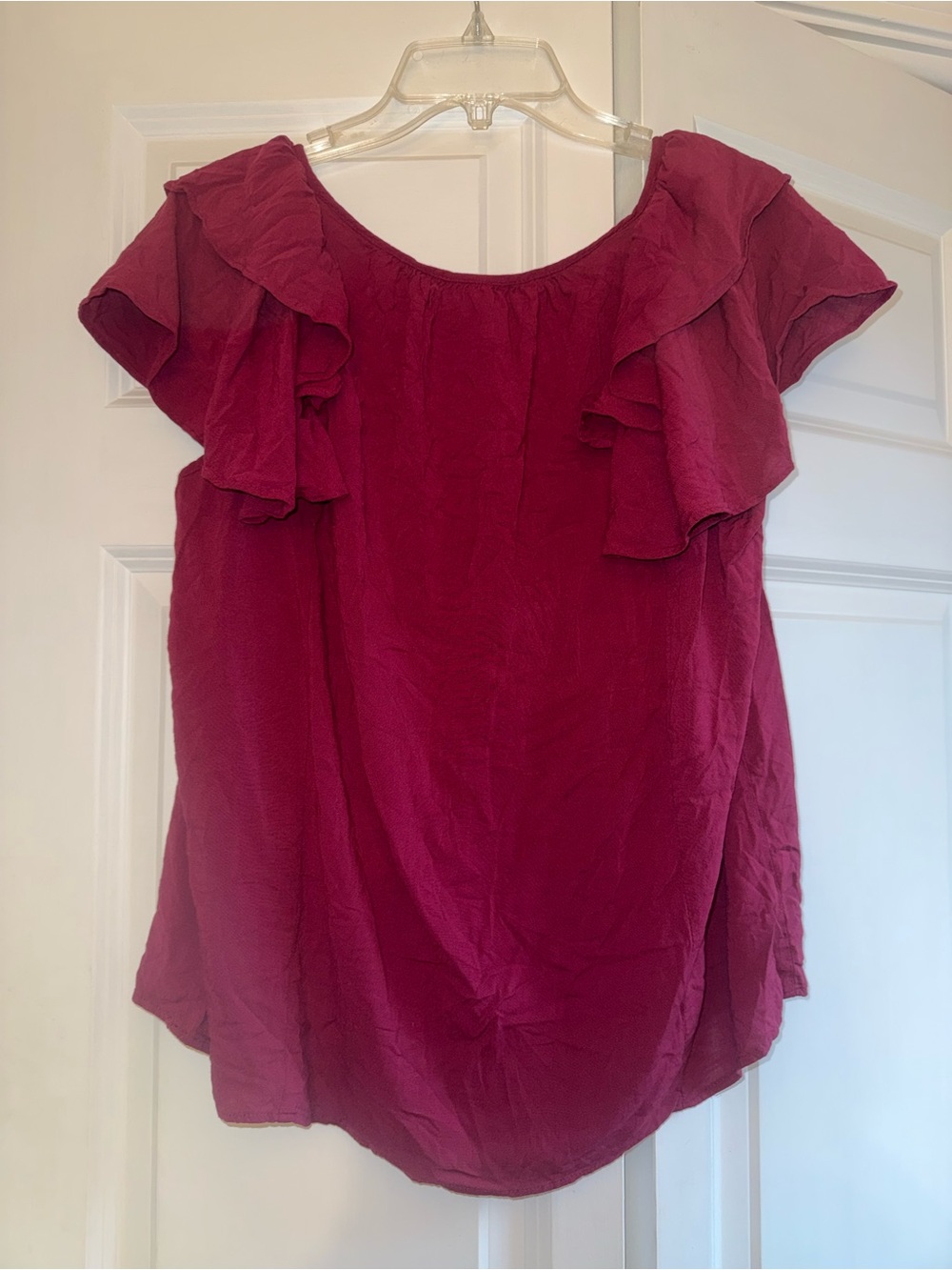 Torrid Raspberry Flutter Sleeve Blouse - Picture 3 of 5